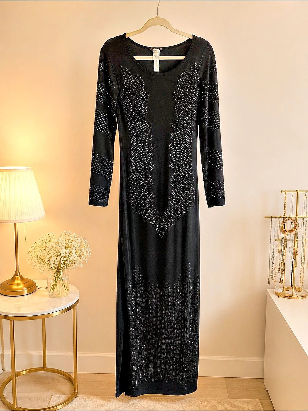 Black Embellished Maxi Dress Like New